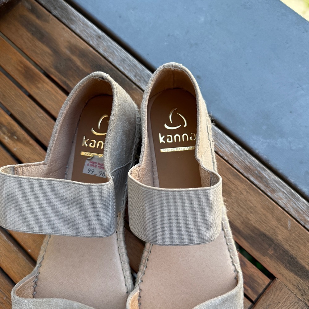 Kanna Espadrille Sandals Suede Elastic Strap Slip On Shoes Size 40/9.5 NWOB - Picture 5 of 6